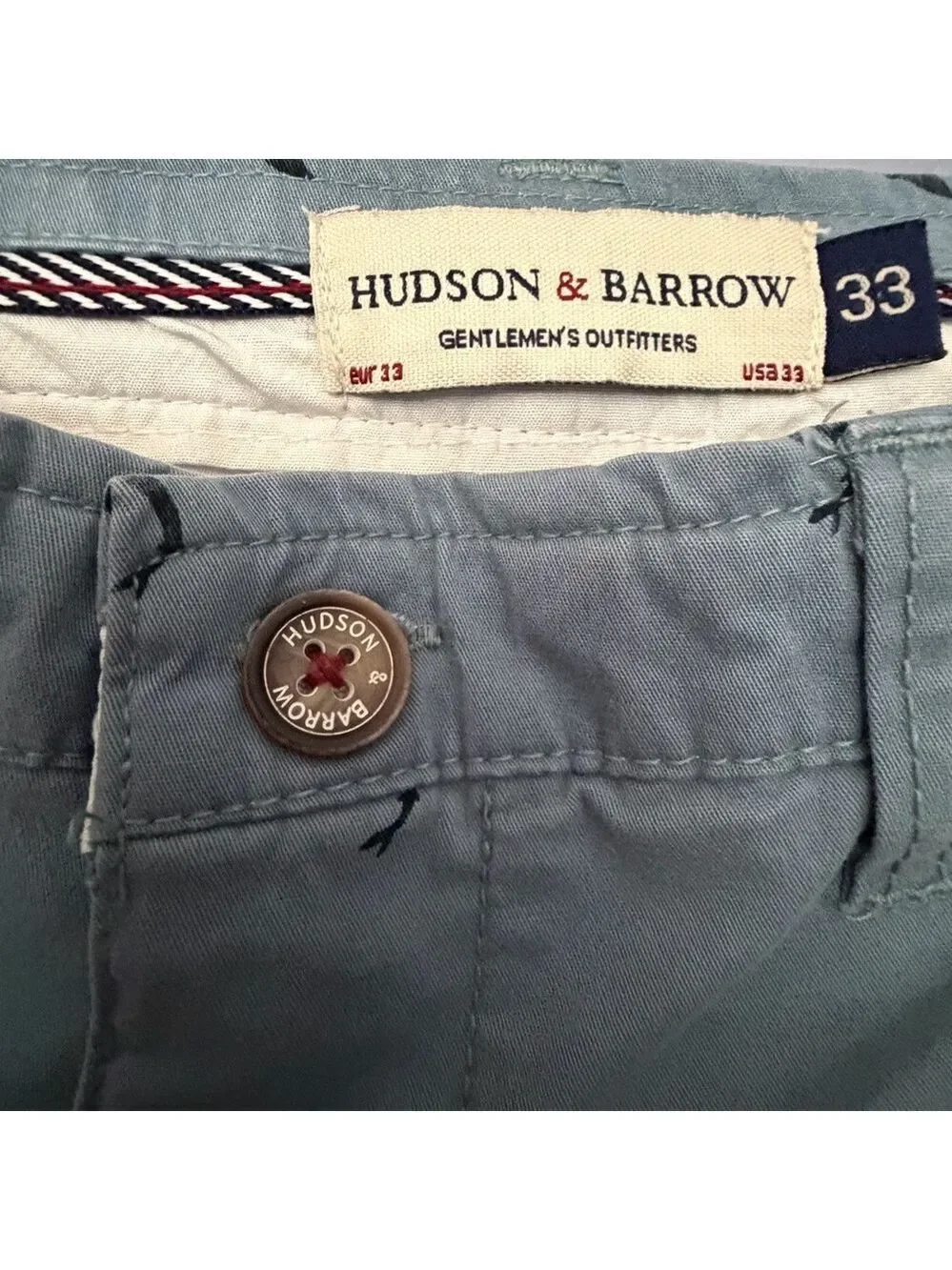 Hudson & Barrow NYC Men’s Chino Shorts Blue Whale Print 33